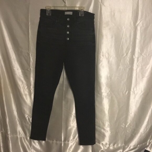 Loft 4 button Whisker Black High Waisted Skinny Jeans 29 - Picture 1 of 7
